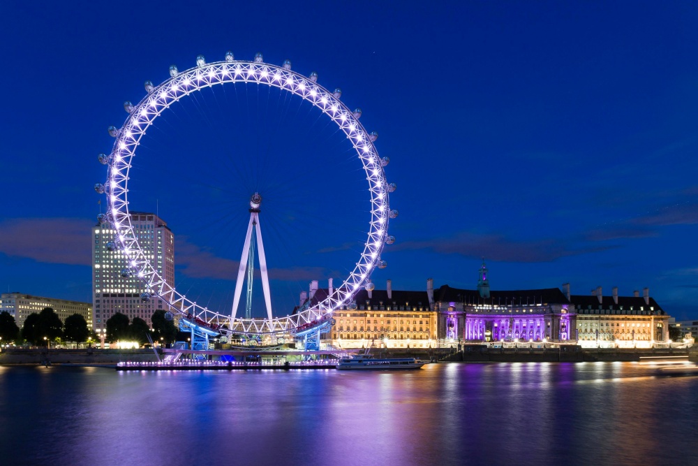 London Eye về đêm lung linh ánh đèn