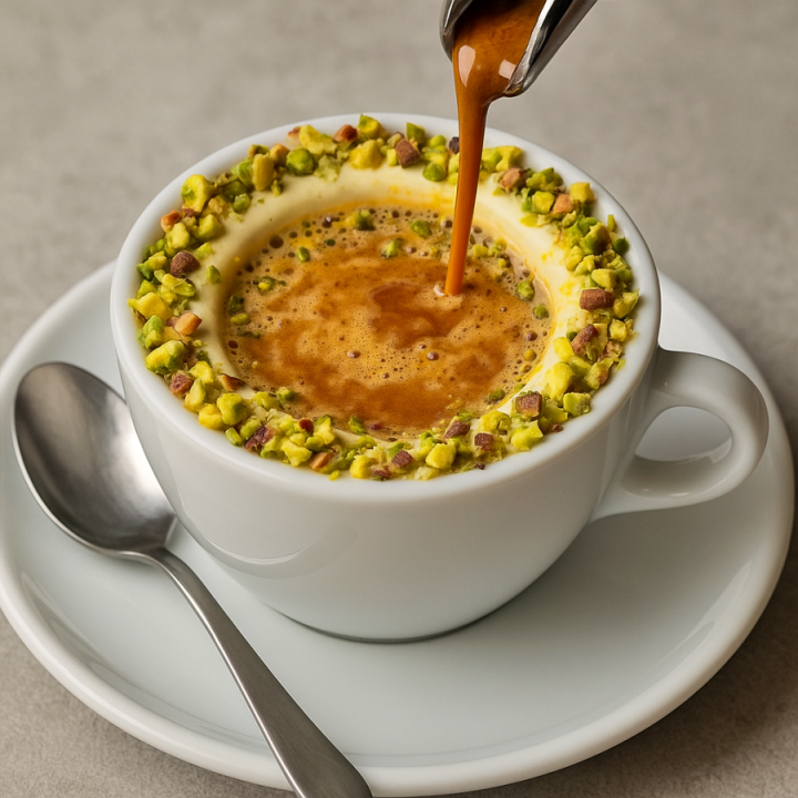 Ly affogato tại tiệm gelato Vivoli Florence, sự hòa quyện hoàn hảo giữa espresso nóng và kem Ý mát lạnh